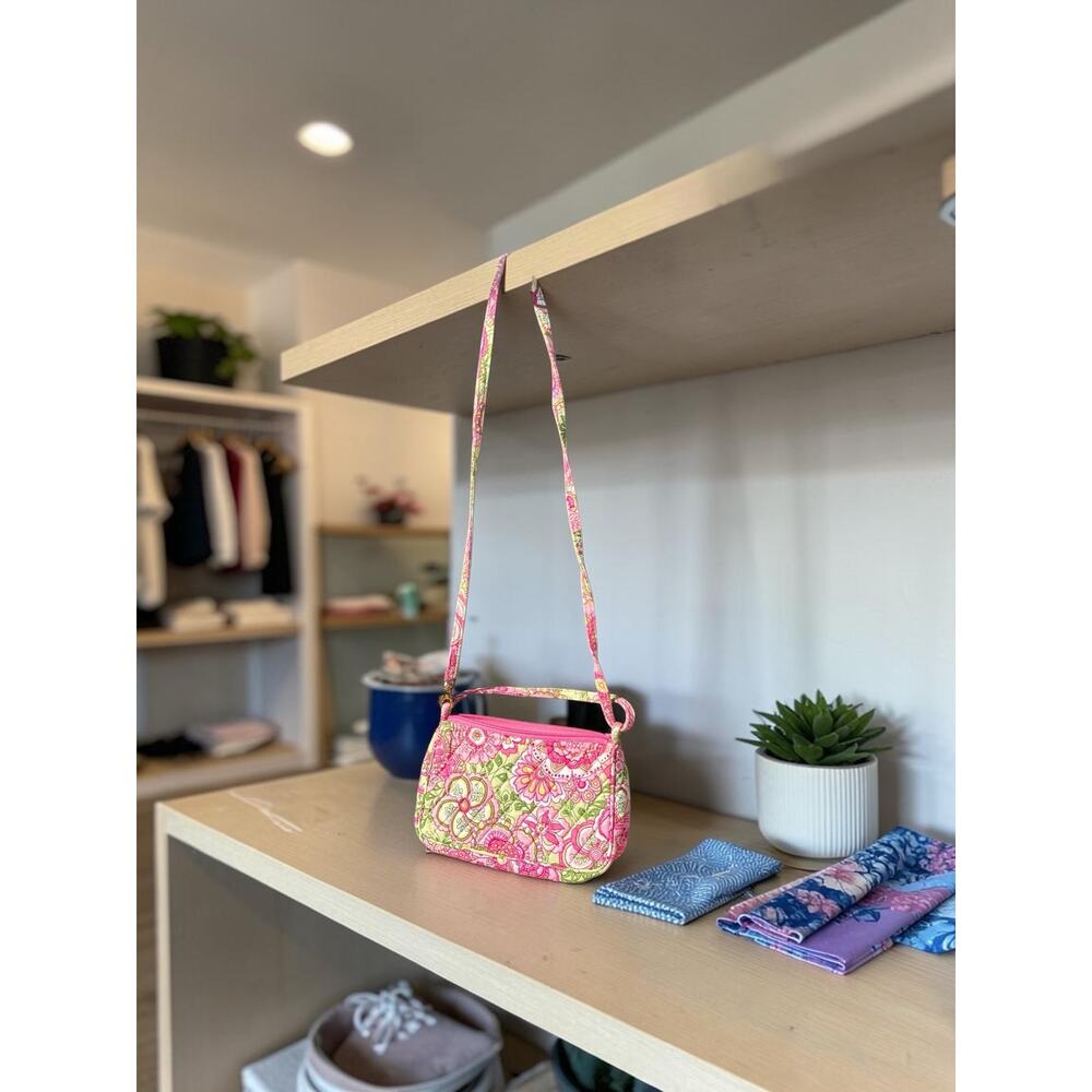 Vera Bradley Petal Pink Floral Quilted Mini Shoulder Bag Y2K Baguette Pochette